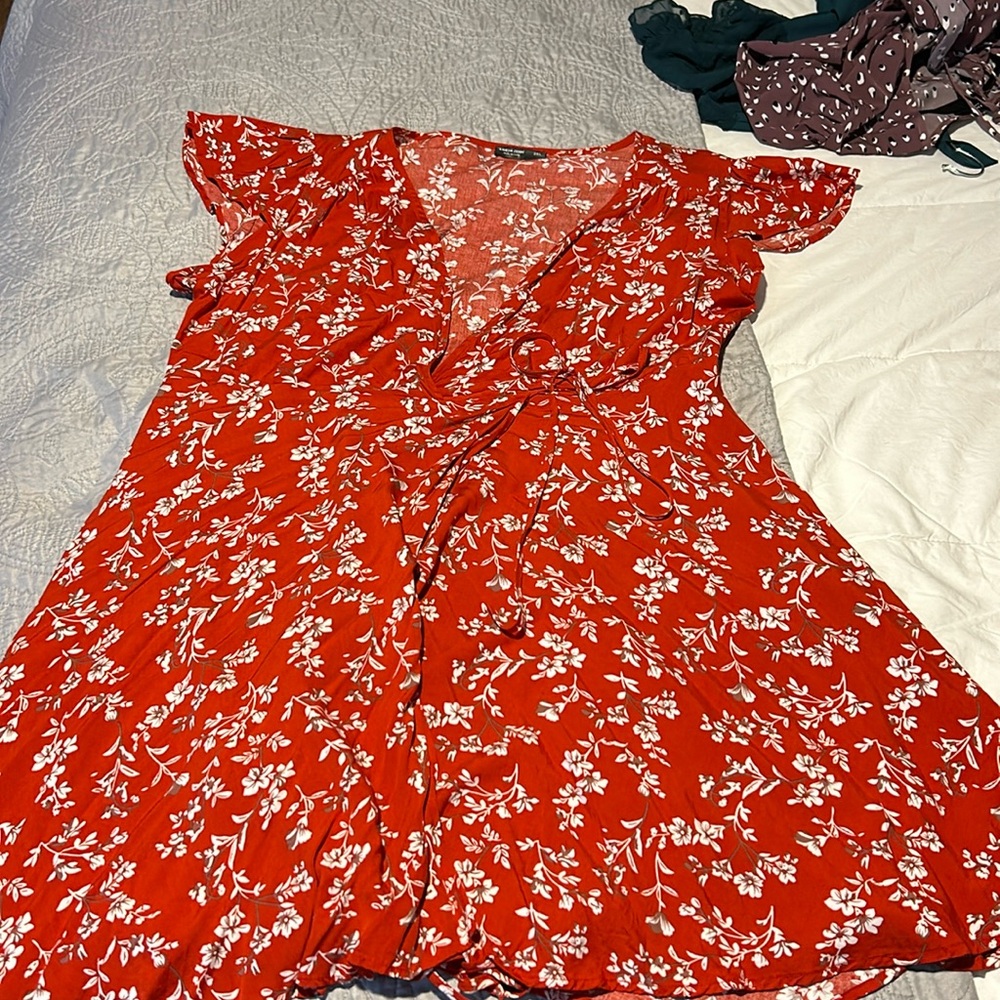 Burnt Orange tie front wrap dress